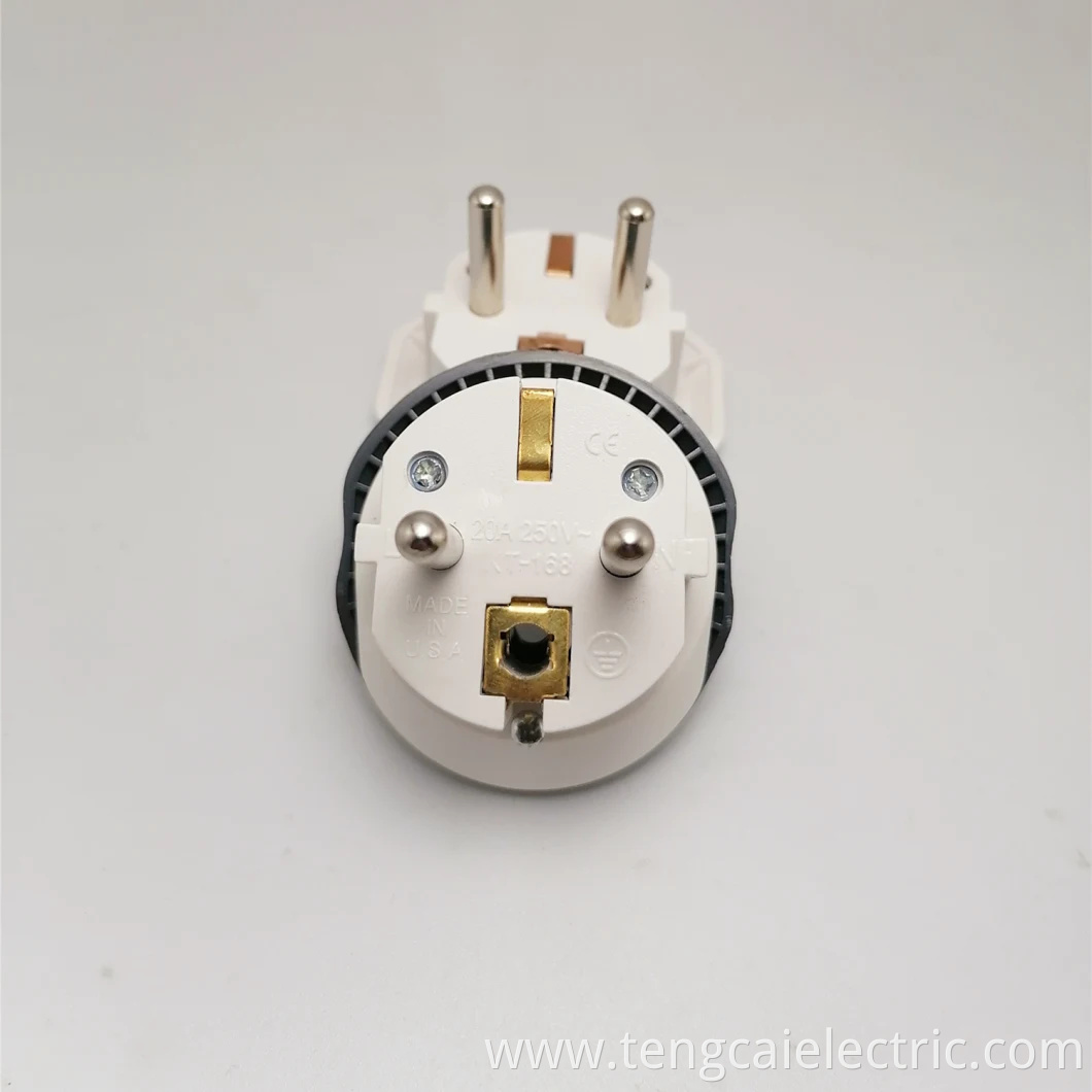 European Grounded Shucko Power Plug Adapter Travel Converter